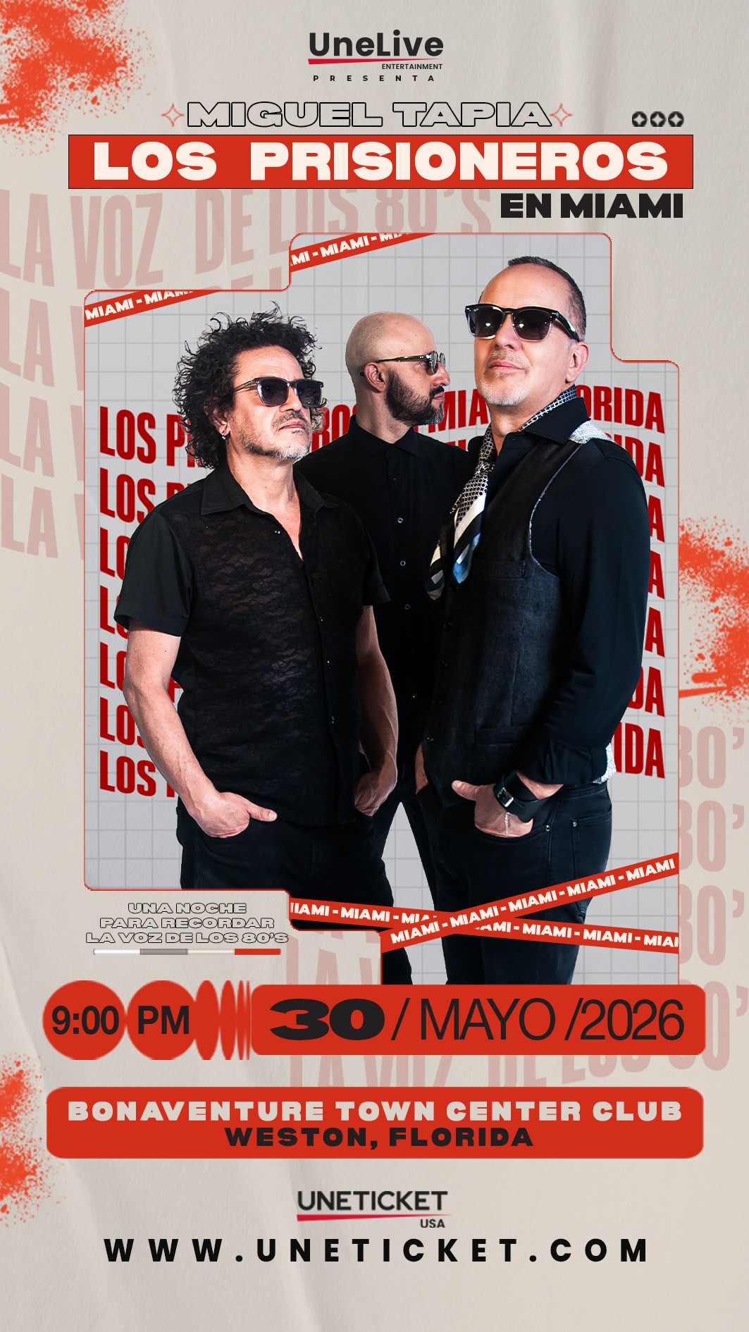 Los iconos del rock en español, LOS PRISIONEROS, liderados por Miguel Tapia se presentarán en el sur de la Florida el 30 de mayo