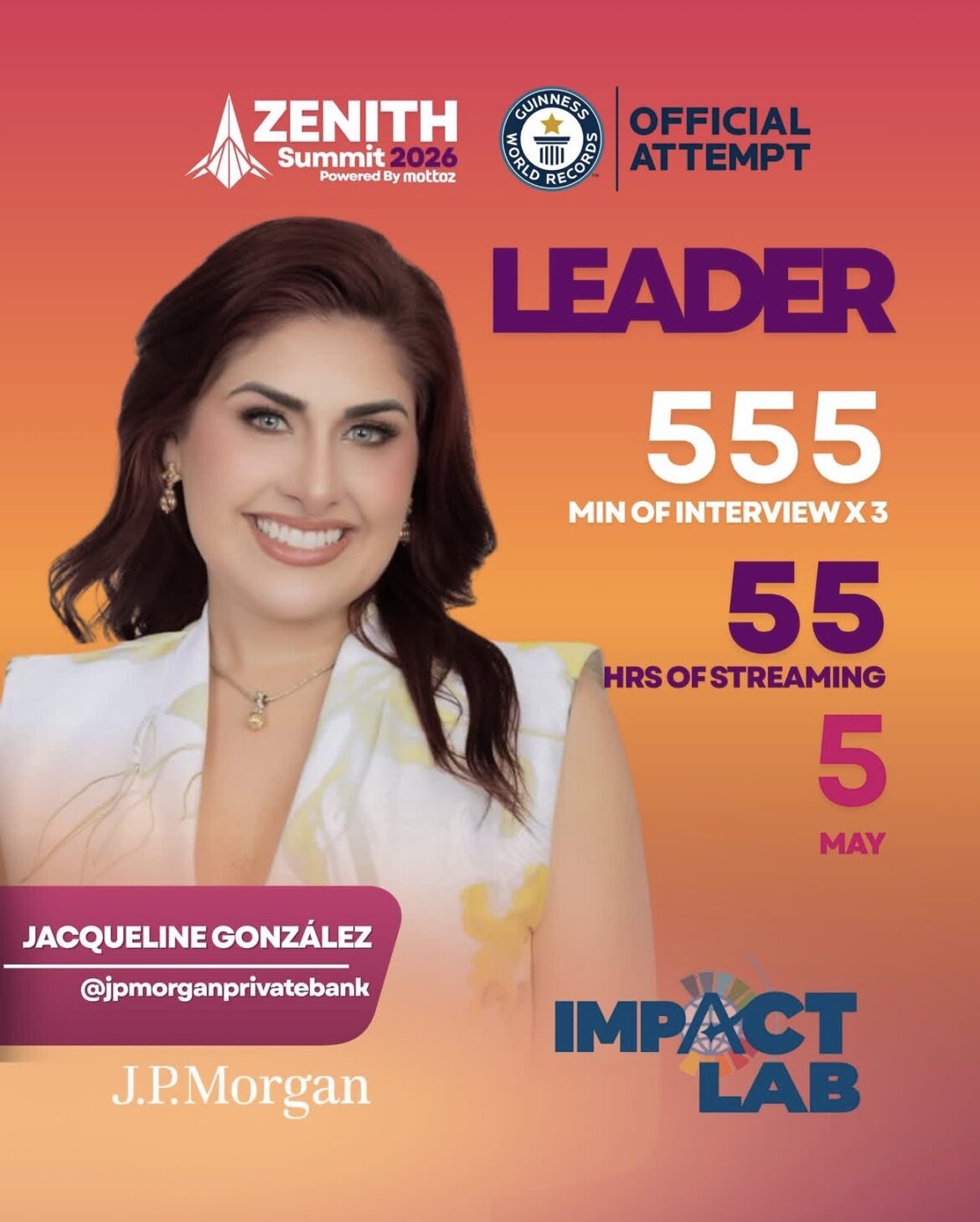 Jacqueline González, referente de la banca privada, participará en el ZENITH Summit 2026 en un histórico Impact Lab